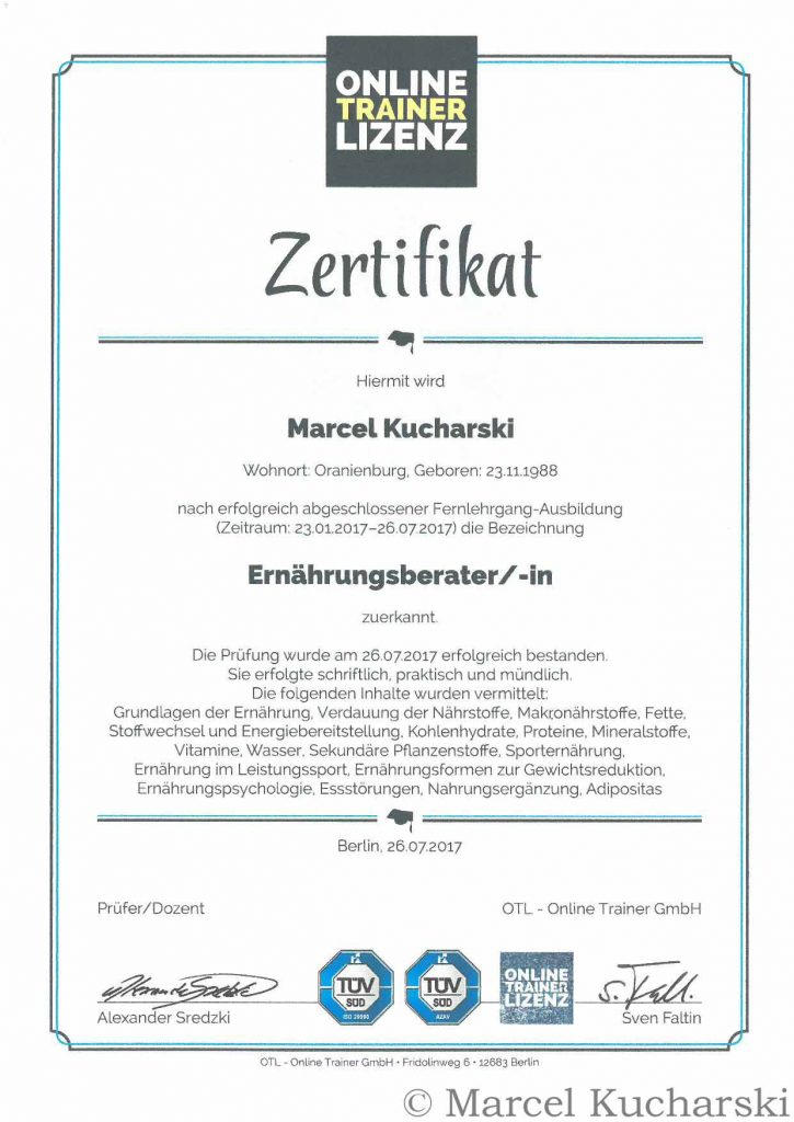 Ernährungsberater Marcel Kucharski in Cottbus